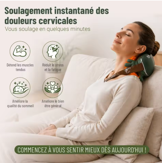 Masseur Cervical 4D avec Chaleur Apaisante — Soulagement Instantané du Cou et des Épaules