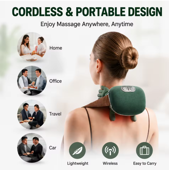 Masseur Cervical 4D avec Chaleur Apaisante — Soulagement Instantané du Cou et des Épaules